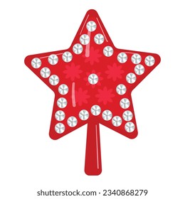 Red star Christmas tree toy icon cartoon vector. Winter decoration. Merry decor