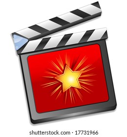Red star clapper board vector illustration