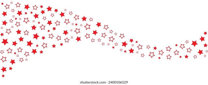 Red star confetti border vector illustration.