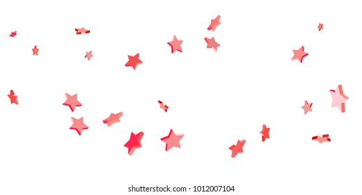 Red star confetti. Falling stars on a white background. Illustration of flying shiny stars. Decorative element. Suitable for your design, cards, invitations, gift, vip.