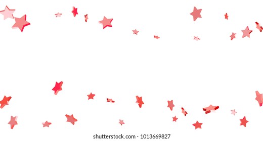 Red star confetti. Falling stars on a white background. Illustration of flying shiny stars. Decorative element. Suitable for your design, cards, invitations, gift, vip.