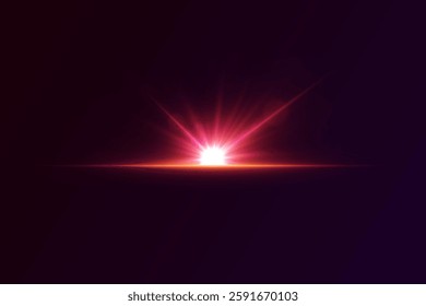 Red star flash, explosion light effect.