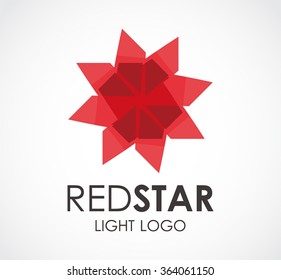 Red star of geometric abstract vector and logo design or template artistic circle business icon of company identity symbol concept