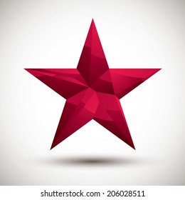 Red star geometric icon made in 3d modern style, best for use as symbol or design element.