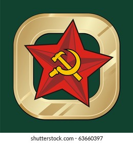 Red star with golden frame