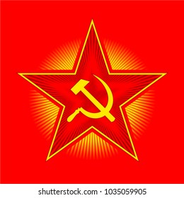 Red star with hammer and sickle