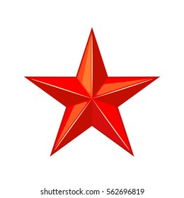 Red star icon in flat style isolated on white background. Vector illustration.