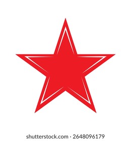 Red star icon on a white background. Isolated red star symbol with flat style.
