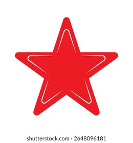 Red star icon on a white background. Isolated red star symbol with flat style.