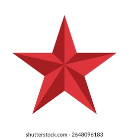 Red star icon on a white background. Isolated red star symbol with flat style.