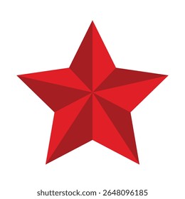 Red star icon on a white background. Isolated red star symbol with flat style.