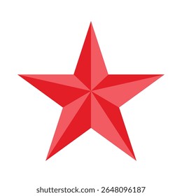 Red star icon on a white background. Isolated red star symbol with flat style.