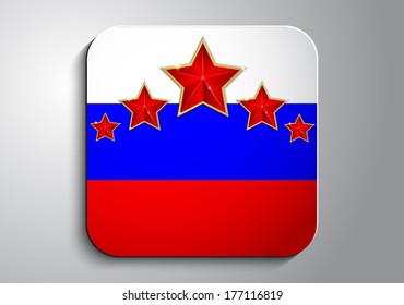 Red star icon with Russian flag