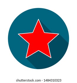 red star icon with shadow in blue circle logo isolated on white background. vector illustration