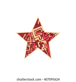 Red star icon with tribal pattern