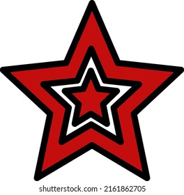 Estrella roja, ilustración, vector sobre un fondo blanco.