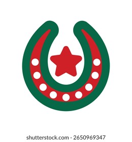 Red star inside a green horseshoe shape with dots on Revolucion Mexicana vector