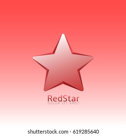 Red star logo. Christmas sign, luxury label for your business brand or communism emblem