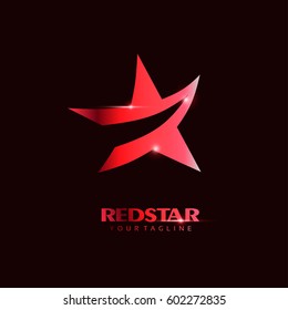 Red Star Logo template with red Light in elegant style. You can use for Club and Leader logo Vector Illustration.