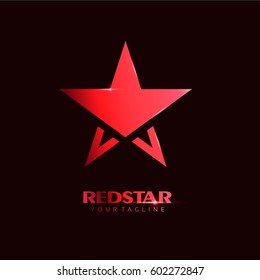 Red Star Logo template with red Light in elegant style. You can use for Club and Leader logo Vector Illustration.