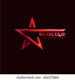 Red Star Logo template with red Light in elegant style. You can use for Club and Leader logo Vector Illustration.