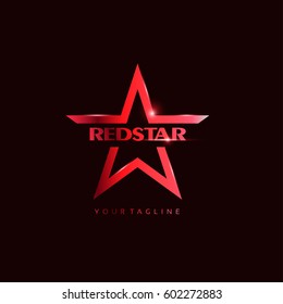 Red Star Logo template with red Light in elegant style. You can use for Club and Leader logo Vector Illustration.