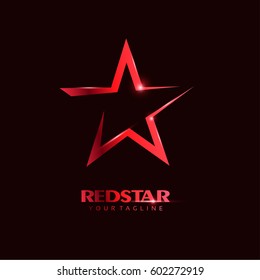 Red Star Logo template with red Light in elegant style. You can use for Club and Leader logo Vector Illustration.
