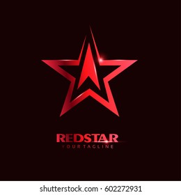 Red Star Logo template with red Light in elegant style. You can use for Club and Leader logo Vector Illustration.