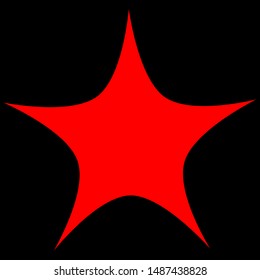 Red star on black background. Christmas star concept vector.