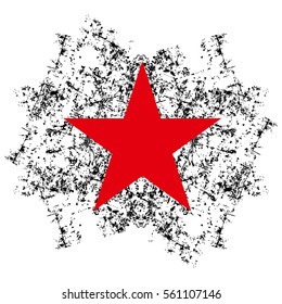 Red Star on a black grunge Background.