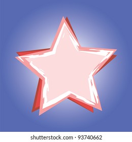 Red star on blue background. Vector illustration.