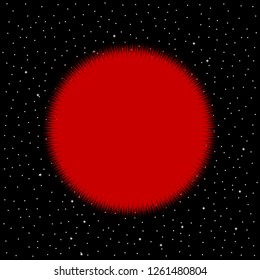 Red star on cosmic background. Vector illustration.