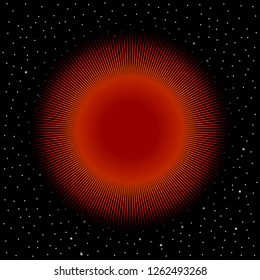 Red star on cosmic background. Vector illustration.