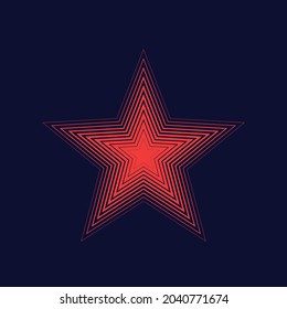 Red star on a dark background. Halftone geometric star symbol. Red can be easily changed to another color.