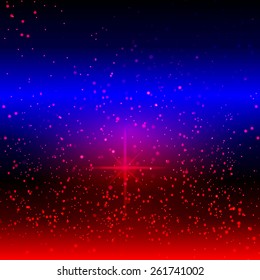 Red star on dark sky. Vector illustration