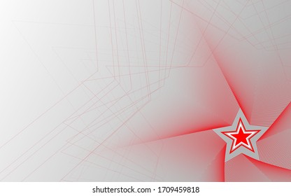 red star on the grey background. star Abstract background from spiral lines and dots.