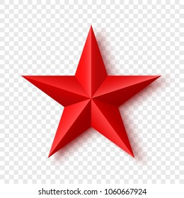 Red star on transparent background. Vector illustration.