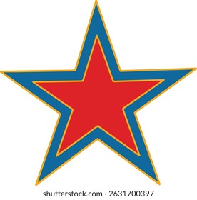 A red star on a white background or a transparent background. With a black solid outline, for posters, games, concerts, postcards