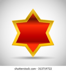 Red star on white. Vector illustration.