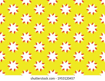 Estrella roja de fondo amarillo. Patrón sin foco. Para el diseño de papel de regalo.