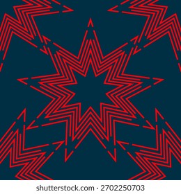 Padrão de estrela vermelha, design de linha em fundo azul escuro, ilustração vetorial.