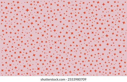 Red Star Pattern, Pink Background, Starry Sky