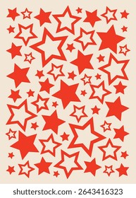 Red Star Pattern - Vibrant and Bold Starburst Design