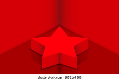 rotes Sternenpodium im roten Studioraum