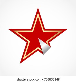 red star realistic sticker