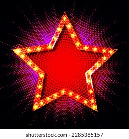 Banner retro ligero de Estrella Roja. Ilustración del vector