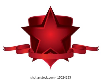 Red star with ribbon