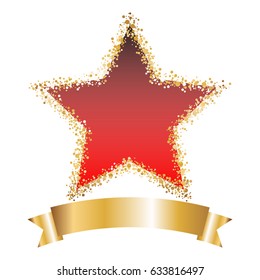 Red star and ribbon.