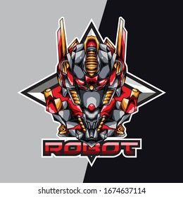 red star robot e sport logo and mascot game