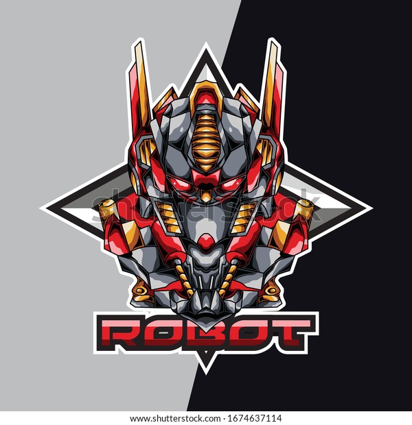 Red Star Robot E Sport Logo Stock Vector Royalty Free